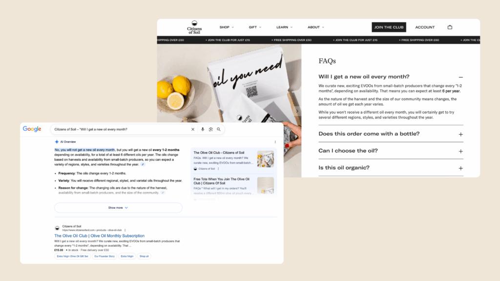 Citizens of Soil does this beautifully, answering specific, purchase‑ready questions clearly on their site